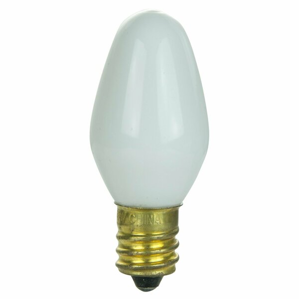 Sunlite 7C7 Incandescent Bulb, 7 Watt, Candelabra E12 Base, C7 Small Night Light, Colored Bulb, White, 12PK 01059-SU